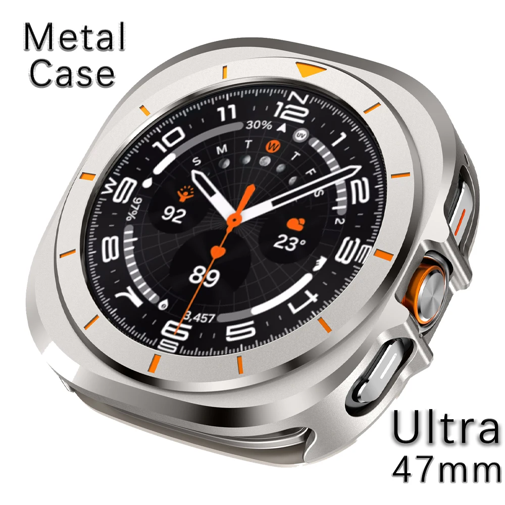Premium Metal Protective Case | Durable Alloy Hard Cover for Smartwatch | 47mm Bumper Accessory