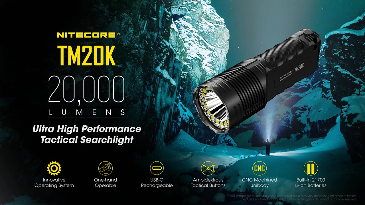 NITECORE TM20K Tactical Flashlight 20000Lumens 19 x XP-L2
