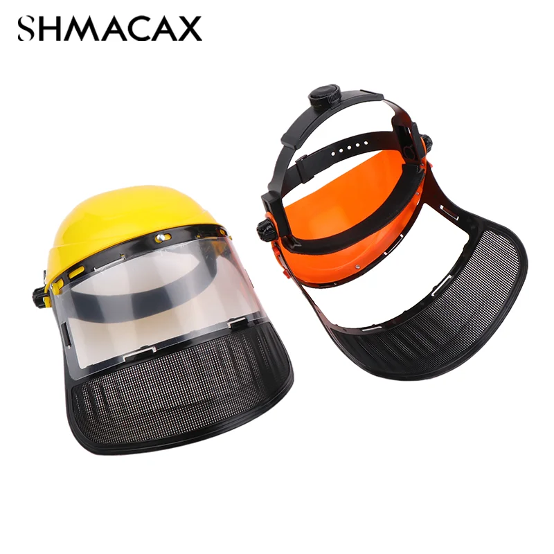Garden Grass Trimmer Safety Helmet Hat With Full Face Mesh Protective Mask For Logging Brush Cutter Forestry Protection safety helmet garden trimmer helmet