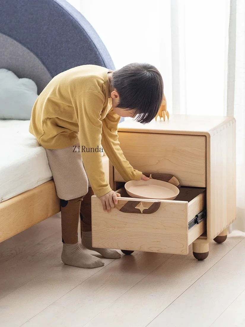 1Starry sky bedside table, double drawer children's simple locker