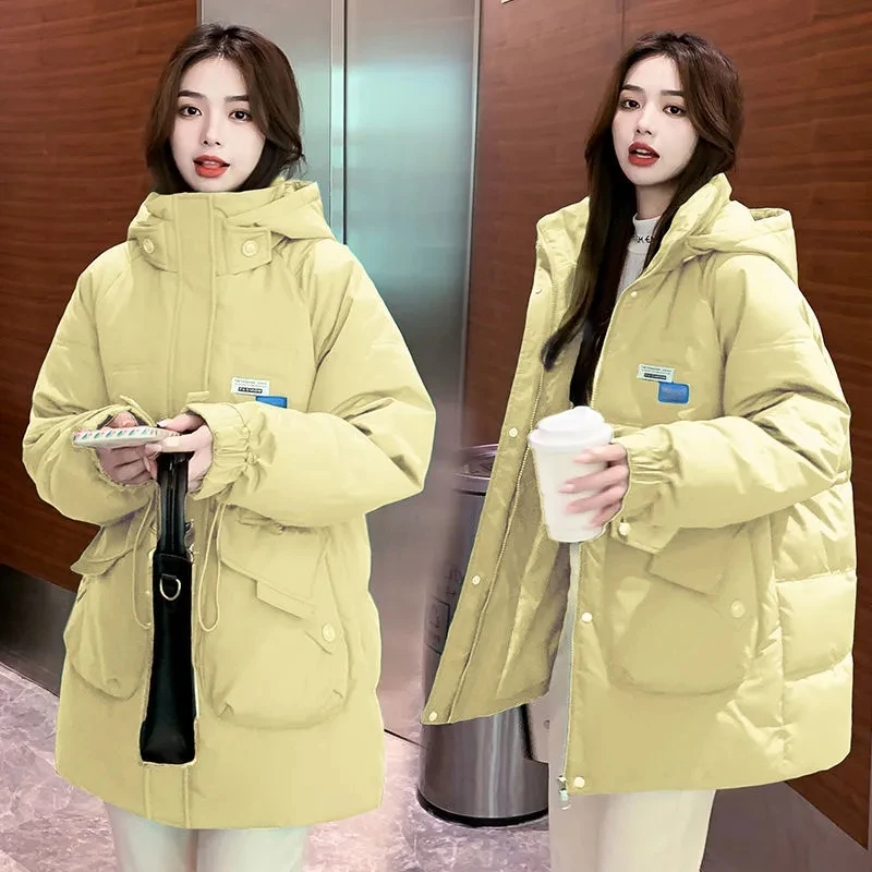

2023 Winter New Thicke Down Cotton-Padded Jacket Women's Overcoat Mid-Length Korean Lace-Up Loose Hooded Warm Parker Coat