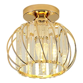 Modern Crystal Ceiling Light Lamp LED Semi Flush Mount Pendant Light Fixture Black 1