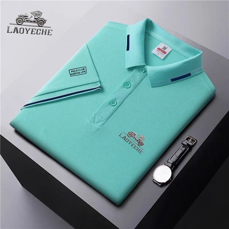 

LAOYECHE embroidered Polo 2024 shirt short sleeved contrasting Polo summer street casual brand fashionable men's top