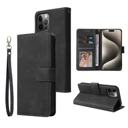 Sleek Magnetic Leather Wallet Case with Card Slot for iPhone SE 2022(2020) (Black)