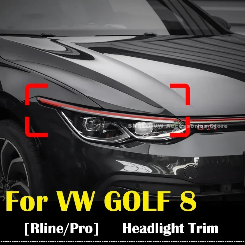 

Car Headlight Eye Lid Stickers Red Trim Eye-catching for VW Golf 8 MK8 Accessories 2020 2021 2022 2023