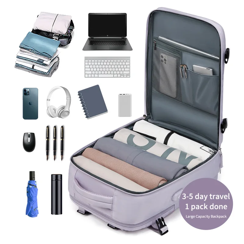 LOERSS Women's Travel Backpack Large Capacity USB Charging Outdoor Laptop Bag Independent Shoe Bag Casual Daypack for Weekender