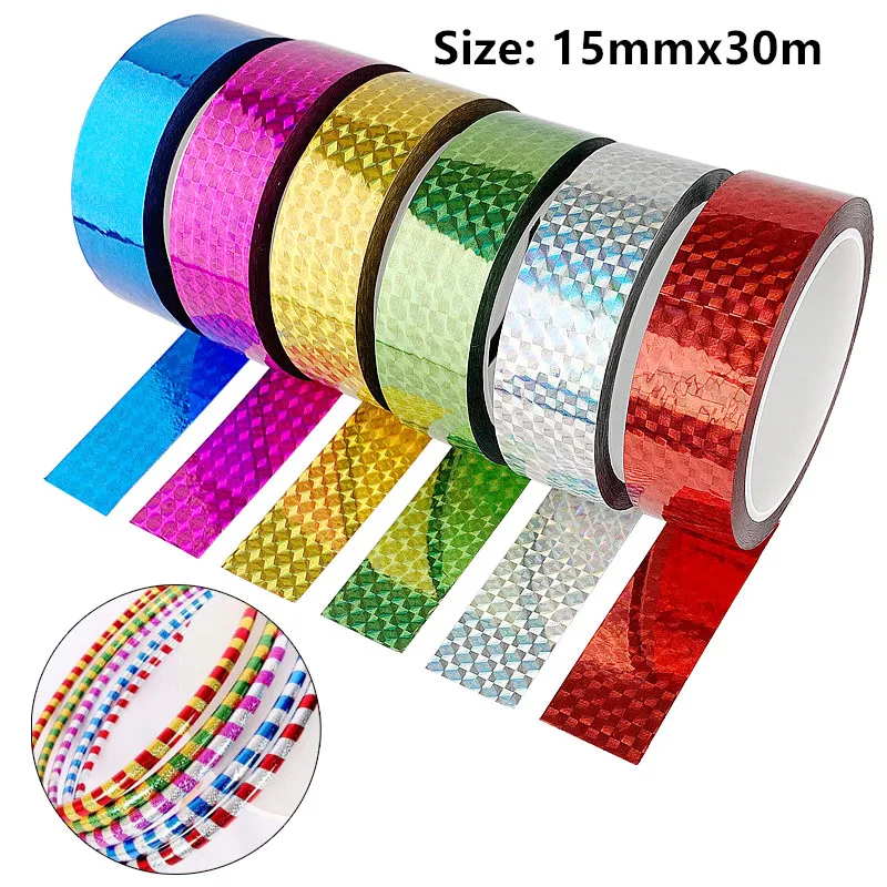 30M DIY Rhythmic Gymnastics Ring Decoration Holographic Glitter Tape Artistic Hoops Stick Stickers Flash Tape gymnastics decoration