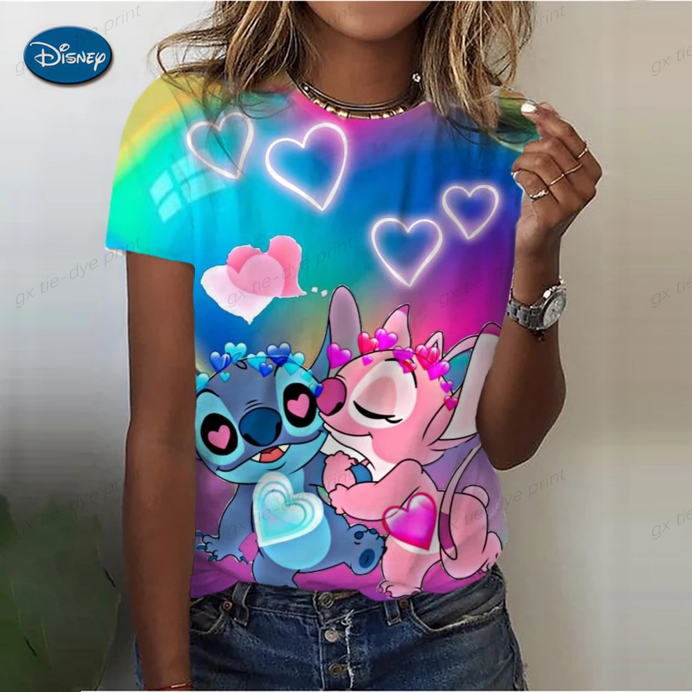 Camiseta informal con cuello redondo y estampado de puntadas 3D para mujer, ropa Y2k, camisetas de talla grande, camisetas de mujer, camisetas de manga corta de moda de verano