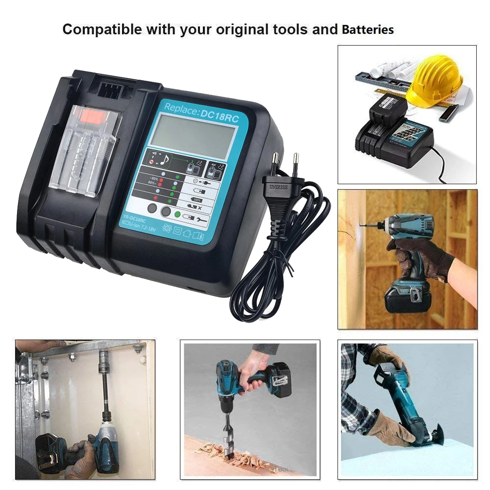 Makita 14.4V 18V Bl1830 Bl1430 BL1860 BL1890 공구 충전기 냉각 팬용 18VRC 배터리 충전기 3A 6A