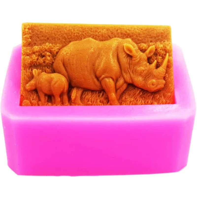 Silicone Soap Mold for Making Square Rhinoceros Soap 3d DIY Form Handmade Cake Decorating Sugarcraft Moulds Silicon Mold Tools