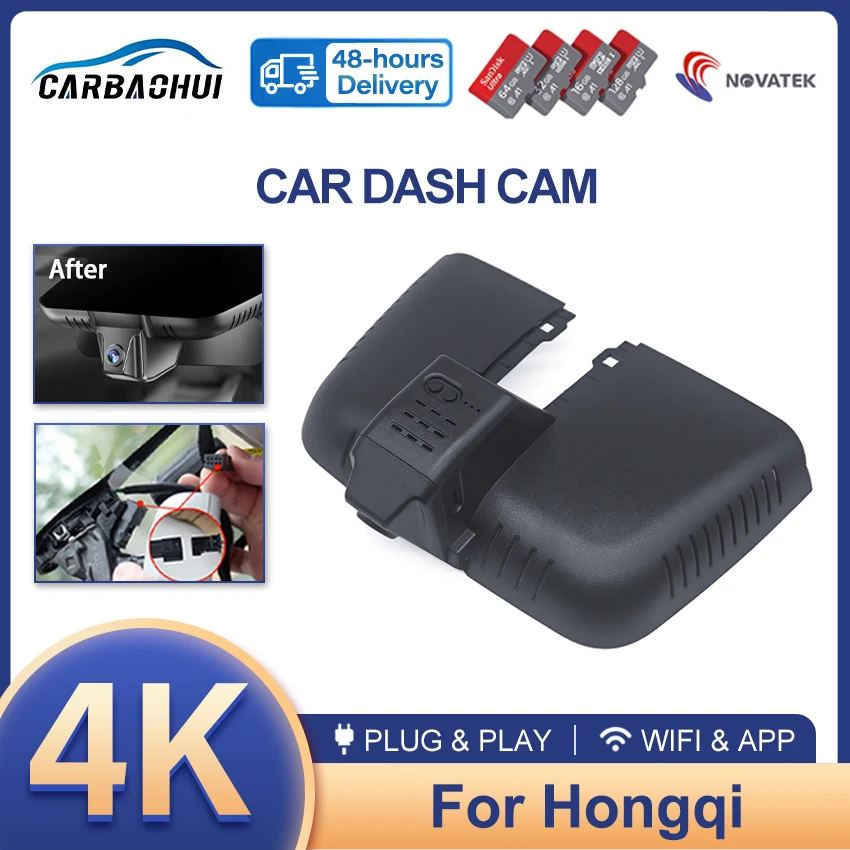 Nuovo Plug And Play Hd Car Dvr Dash Cam Camera Wifi Videoregistratore Per Hongqi Hong Qi Hs5 H5 Hs3 Hs7 H3 H7 2160P Wireless Dashcam