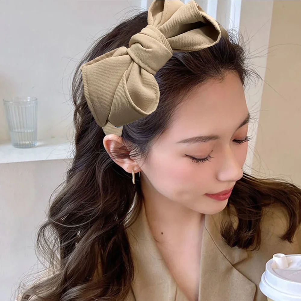 Mehrschichtiges Haarband mit Schleife für Damen und Mädchen, breites, plissiertes Stoff-Stirnband, Haarreif für Make-up und Gesichtsreinigung, Haaraccessoires – Detail 7