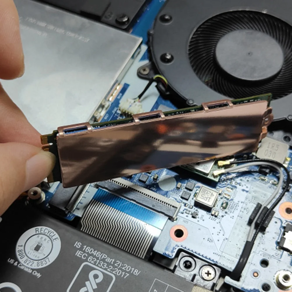 구리 M.2 SSD 방열판 라디에이터 실리콘 열 패드 포함, M.2 SSD 하드 디스크 냉각 방열판, NVME M2 NGFF 2280 PCIe SSD 용