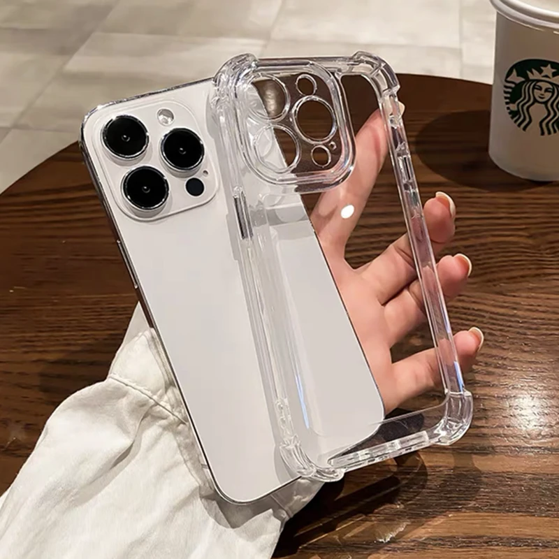 thumbnail image 1 of Luxury Shockproof Clear Phone Case For iPhone 15 14 11 12 13 Pro Max XR X XS 8 Plus Silicone Bumper Transparent Hard Back Cover, 1 of 4
