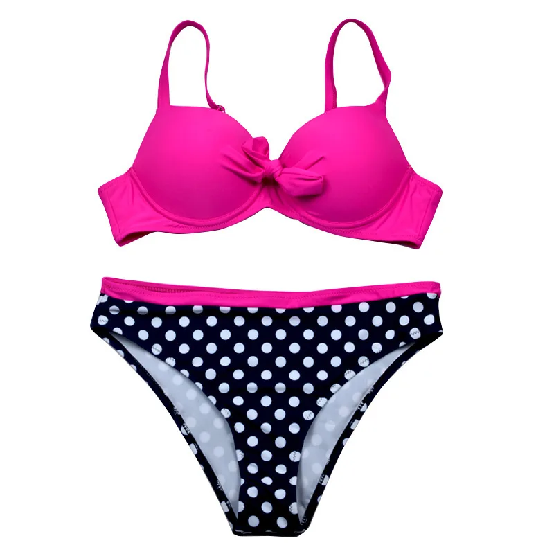 Polka Dot Triangle Split Bikini Swimsuit Plus Size
