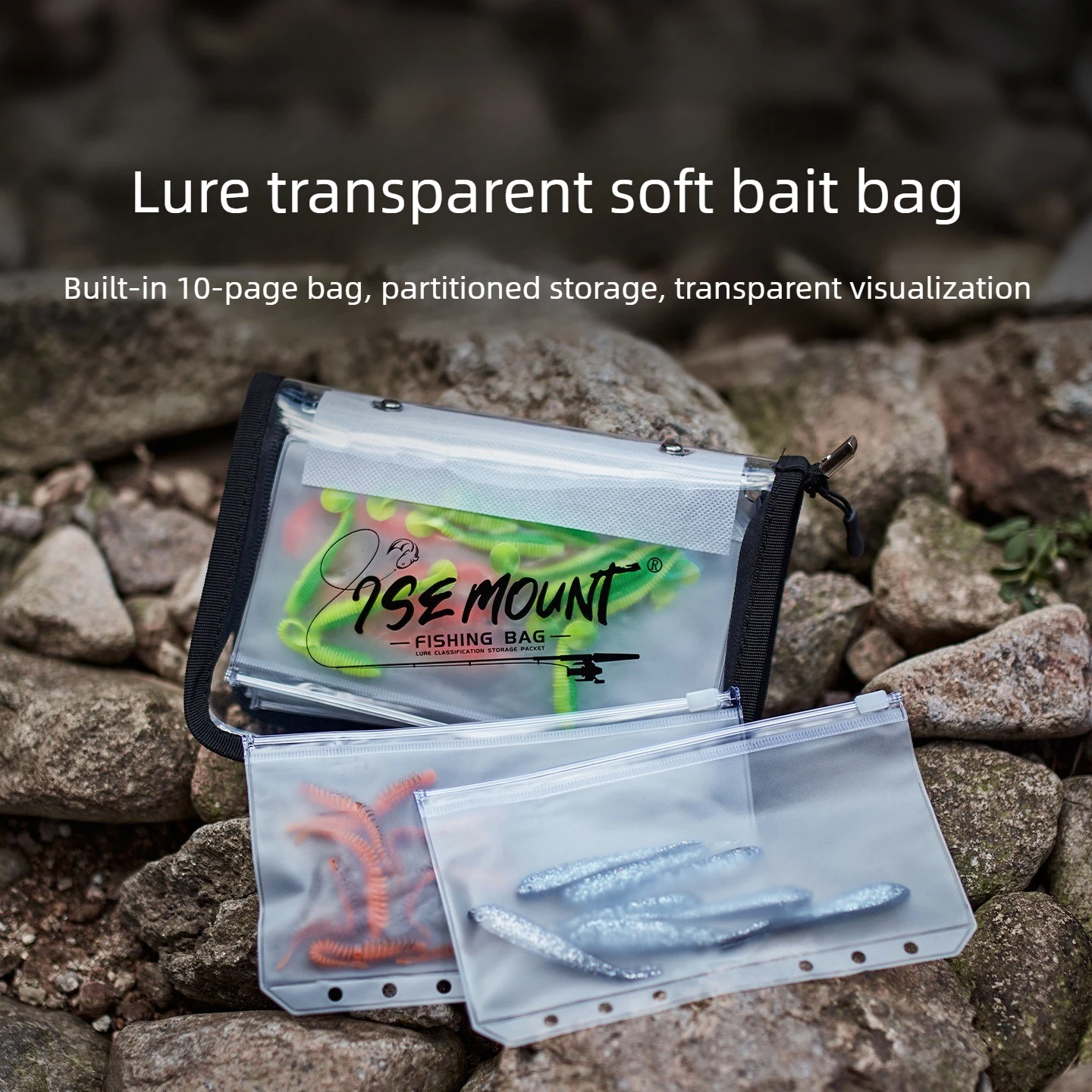 Sac de rangement PVC transparent pour leurres artificiels - Poche intérieure compartimentée étanche