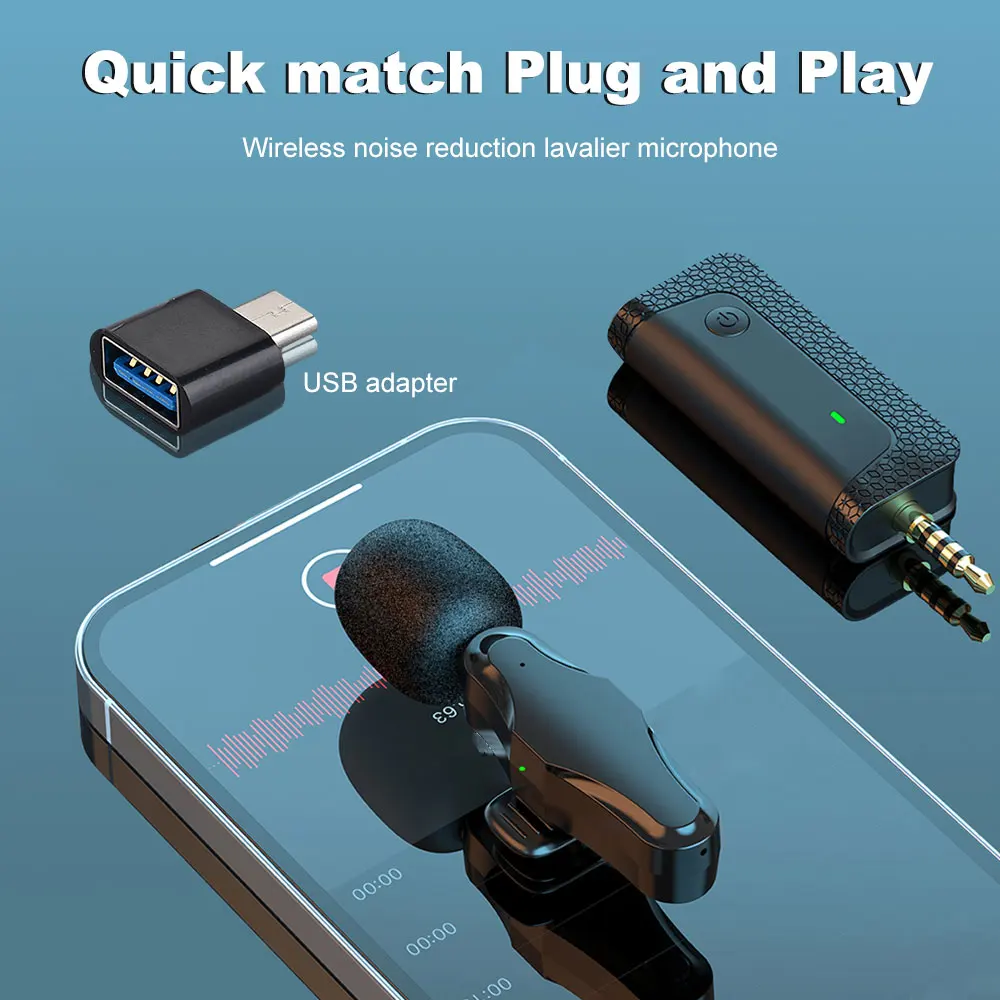 K35Pro Lavalier 무선 마이크 소음 감소, 3.5mm USB to C타입 리시버, 앰프 스피커 카메라 컴퓨터 휴대폰용