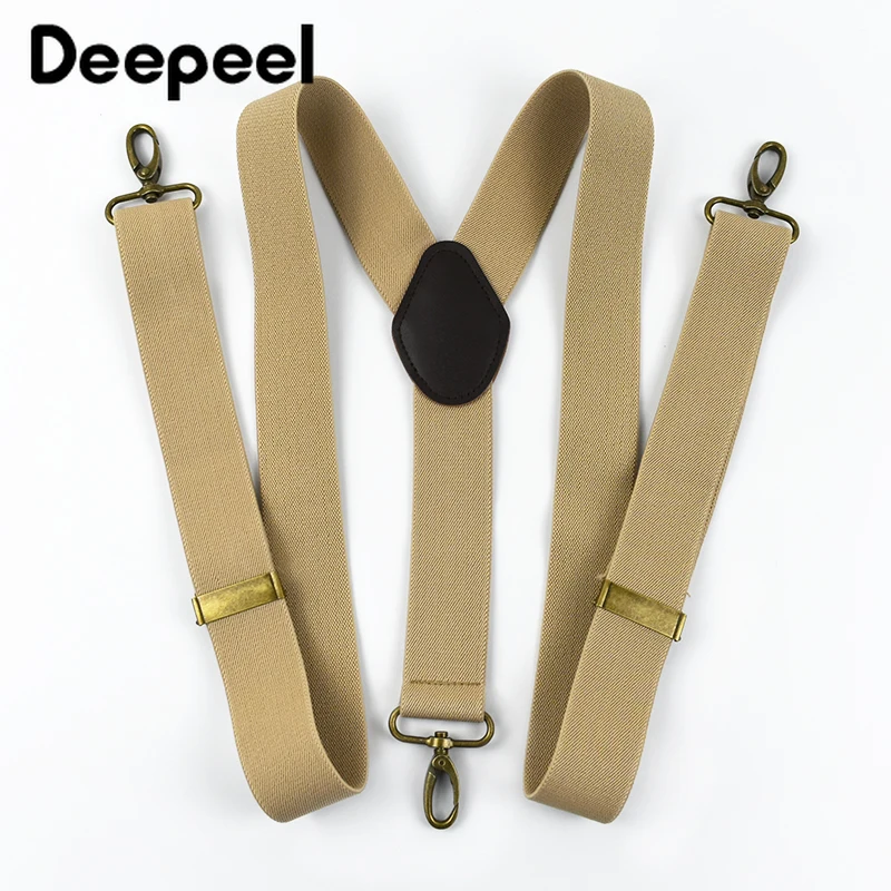 Men Suspenders Braces 3.5*120cm Men's Suspender Adults Elastic Strap 3 Clips Buckle