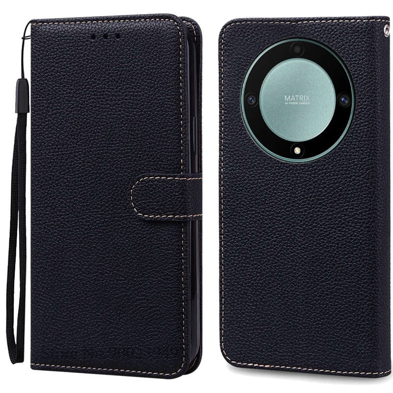 Luxury Leather Flip Wallet Cover for Honor X9A 5G - Premium Silicone Protection