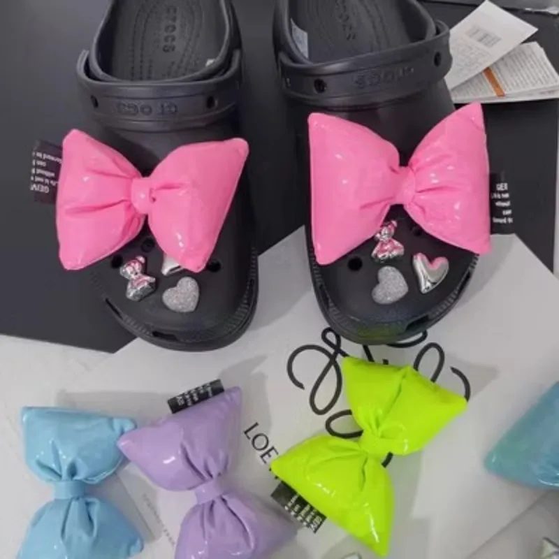 

Colorful Bow Charms for Sandals Elegant All-match DIY Croc Charms Designer Lovely Quality Clogs Shoe Accessories Fashion New