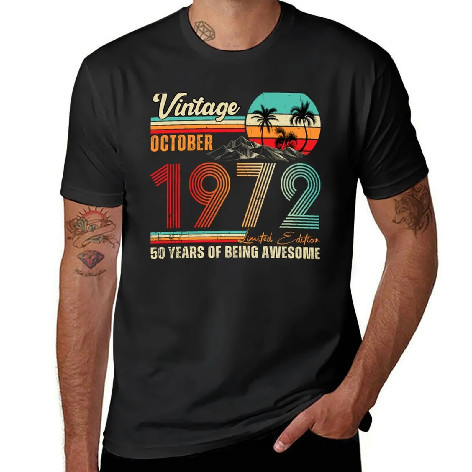 Vintage October 1972 Limited Edition 50 Years Of Being Awesome Since Gift T-Shirt korean fashion blanks oversized t shirt men
