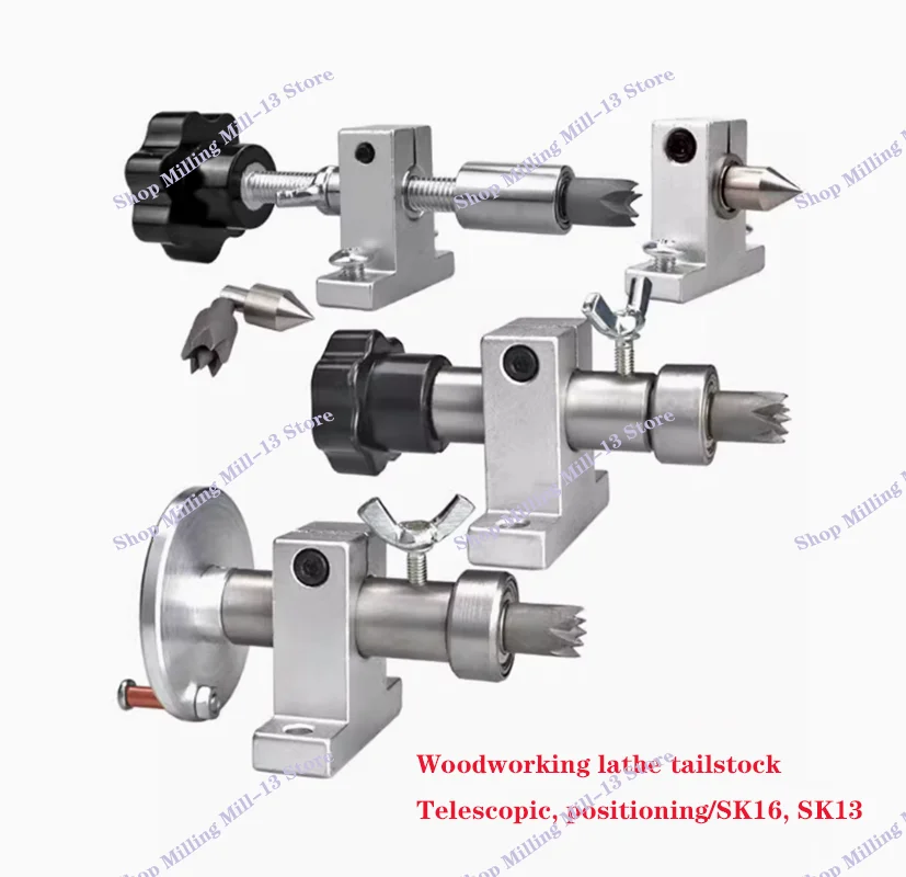 Retractable Tailstock Top Woodworking Lathe Rotary Thimble Tailstock DIY Bead Machine Rotary Thimble Accessories