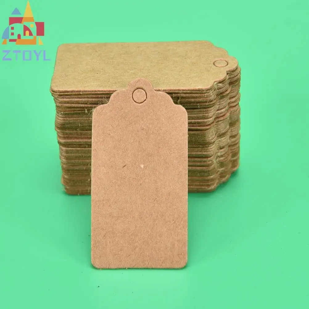 

100Pcs Rectangle Paper Label 4x2cm Kraft Price Tags For Clothing Hang DIY Gift Christmas Wedding Party Decor Supplies