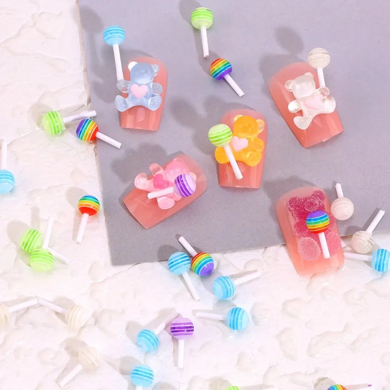 50pcs Miniature Lollipop/ 1:12 kawaii charm for Nails, Crafts, Jewelry/ Cute 3D Studs Charms Jewelry, 3D Lollipop Charms 2