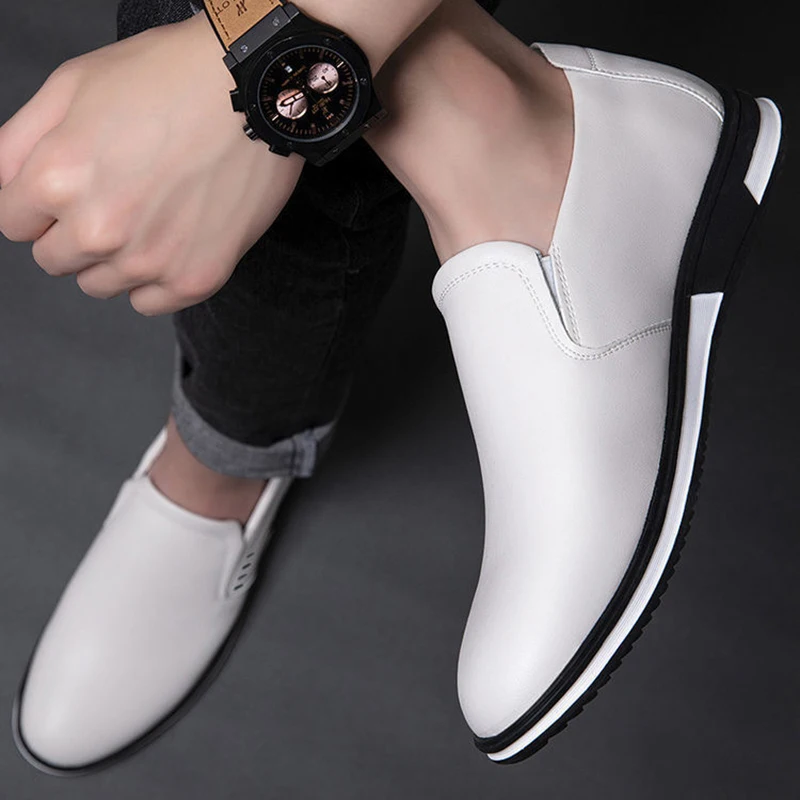 Men Leather Casual Shoes Slip-on Business Dress Shoes Office work Footwear for male Zapatos De Hombre
