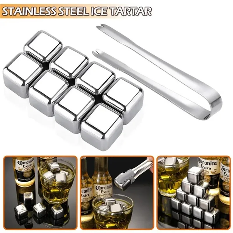 Whiskey Stones Ice Cubes Cooler Tool for Whiskey Vodka Wine Beer 304 Stainless Steel