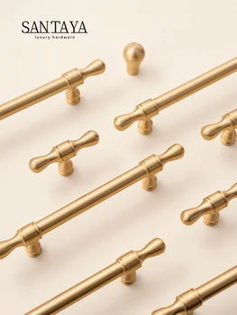 Santaya ทองเหลืองตู้ครัวจับ DROP รูปลิ้นชักตู้ประตูดึงตู้เสื้อผ้าฮาร์ดแวร์ทองเฟอร์นิเจอร์ Handle 1