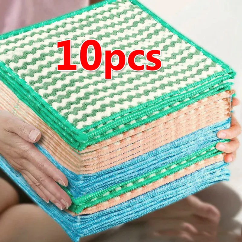 SAOYOAS Confezione Da 10 Panni Cucina In Microfibra, Strofinacci Super Assorbenti In Velluto Corallo, Asciugatura Rapida E Antigraffio Per Piatti, Vetri, Auto
