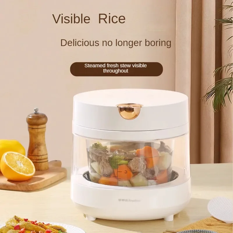 Rice Cooker Household Glass Transparent Inner Tank Steaming Rice Cooker 2-3 People Small Uncoated Rice Cooker 3L 3