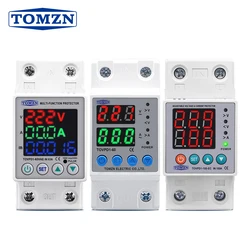 DIN Rail Dual Display Adjustable Voltage Protection Relay - L N 230V 63A