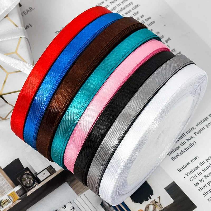Satin Ribbons Ribbon Decoration Ribbon Supplies Wrapping Ribbon Satin Ribbon 25yards/roll 6mm Satin Ribbon DIY Handmade Crafts Material Wedding Birthday Party Gift Box Wrapping Baking Accessories
