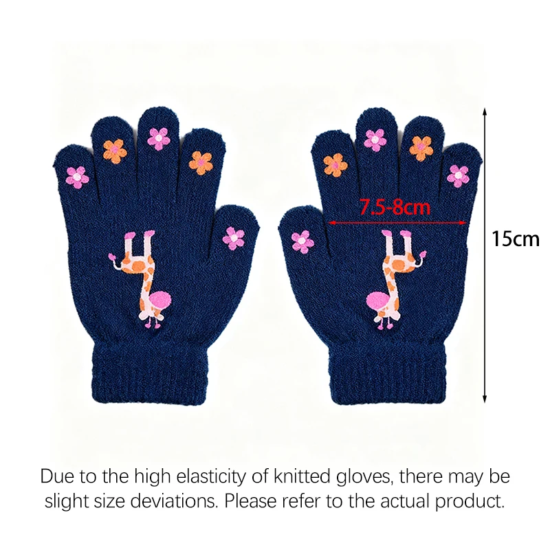 Cartoon Thicken Children Knitted Gloves Windproof Kids Winter Full Finger Gloves Animal Printing Pattern Writing Gloves Winter