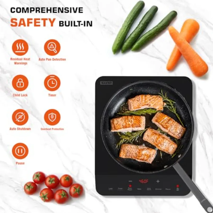 Portable Induction Hot Plate Cooktop 1 Burner with Shatter-proof Flat Glass Top 3 Preset Modes 110120V Plug-in Electric Stove f