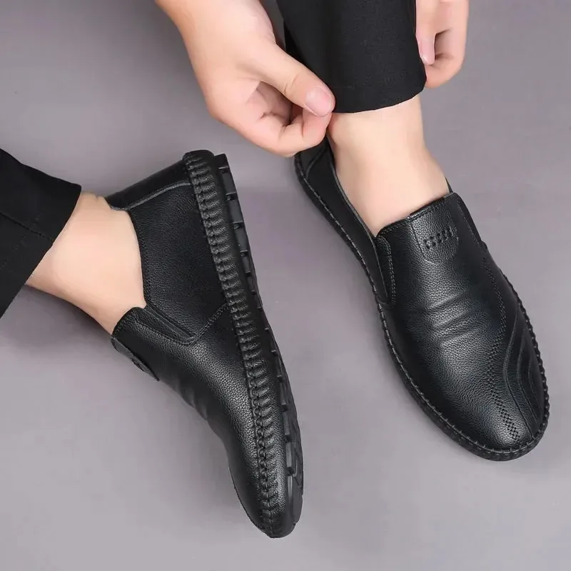 Outdoor Leather Men Shoes Casual Business Leather Shoes Men Oxfords Retro Quality Soft Skin Comfortable Slip On Shoe Men Flats 5