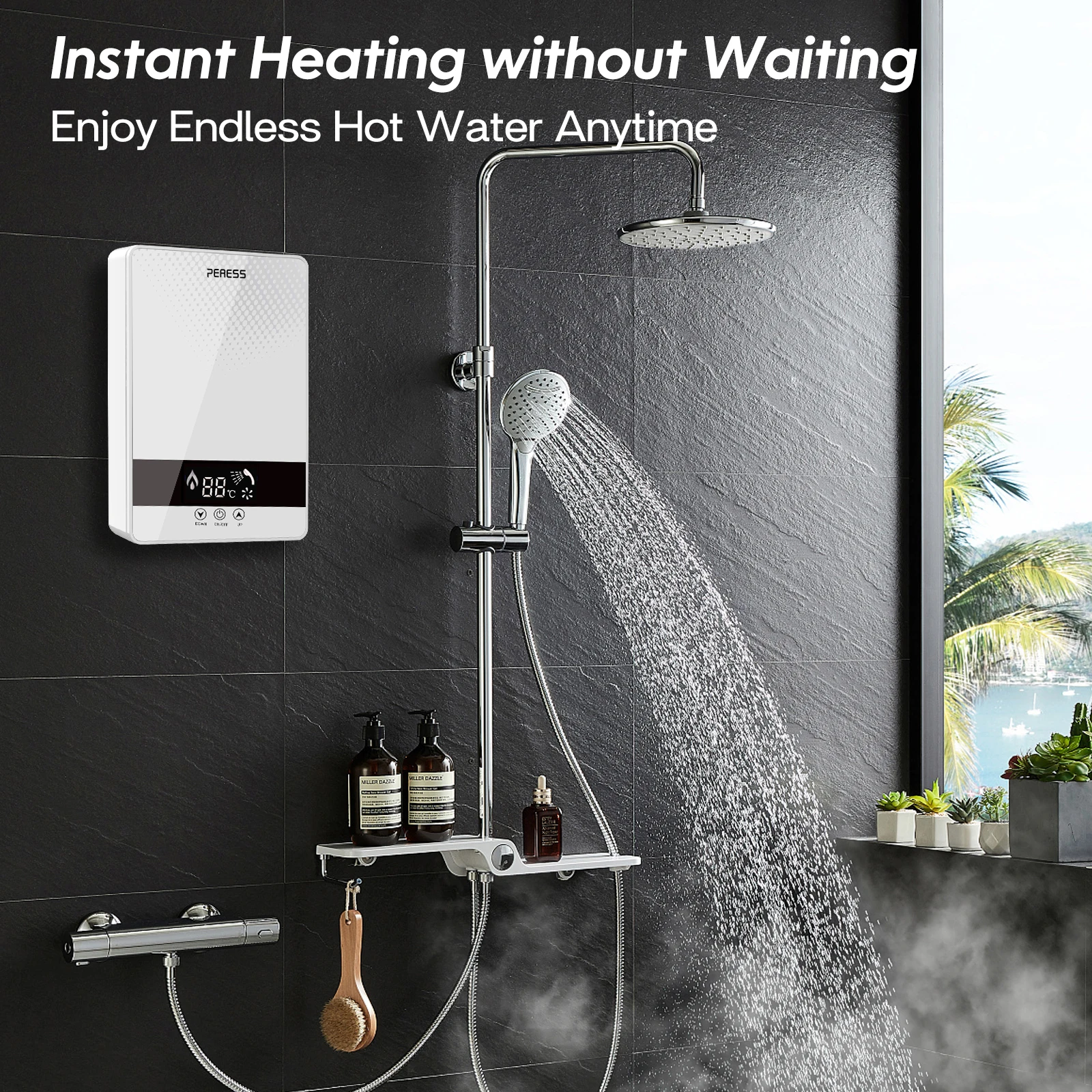 110V 5500W Instant Electric Tankless Water Heater Automatic Temperature Control Bathroom Shower Bath Suitable Household Hotel 4