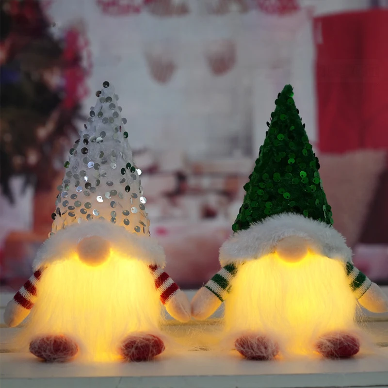 4-1PC Christmas Doll Elf Gnome with LED Light Christmas Decorations for Home Xmas Navidad New Year Children's Gifts