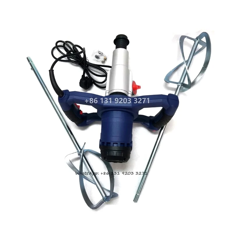 1400W or 1800W 220V Double Rod Hand-held Electric Blue Mixer 6 Gear Adjustable Speed Steering Wheel Putty Coating Mixing Machine