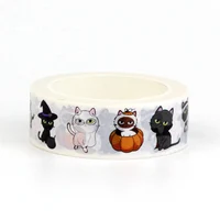 2023 NEW 1X 10M Decorative Happy Halloween Black Cat Set Washi Tape for Planner Adhesive Masking Tape Kawaii Papeleria 2