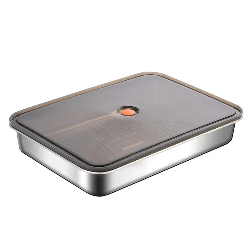 304 Stainless Steel Lunch Box With Airtight Lid Reusable Portable Airtight Food Big Capacity Dumpling Storage Fresh Box Crisper