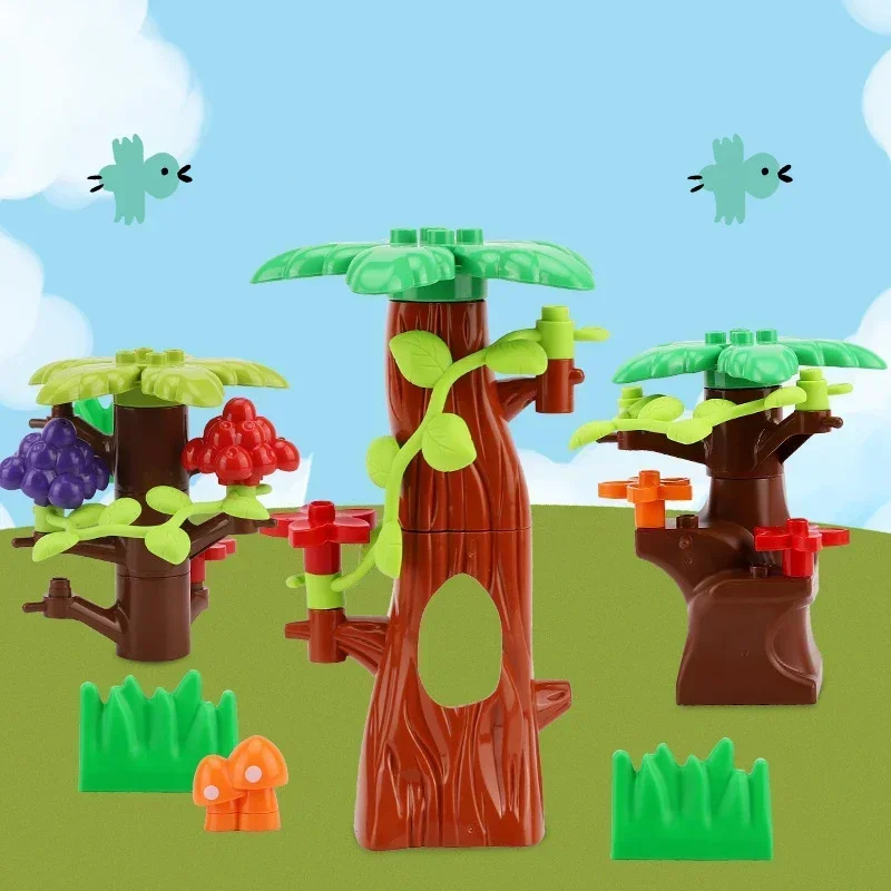 Outdoor Forest Building Block Set - Flower, Grass, and Tree Adornments for Kids