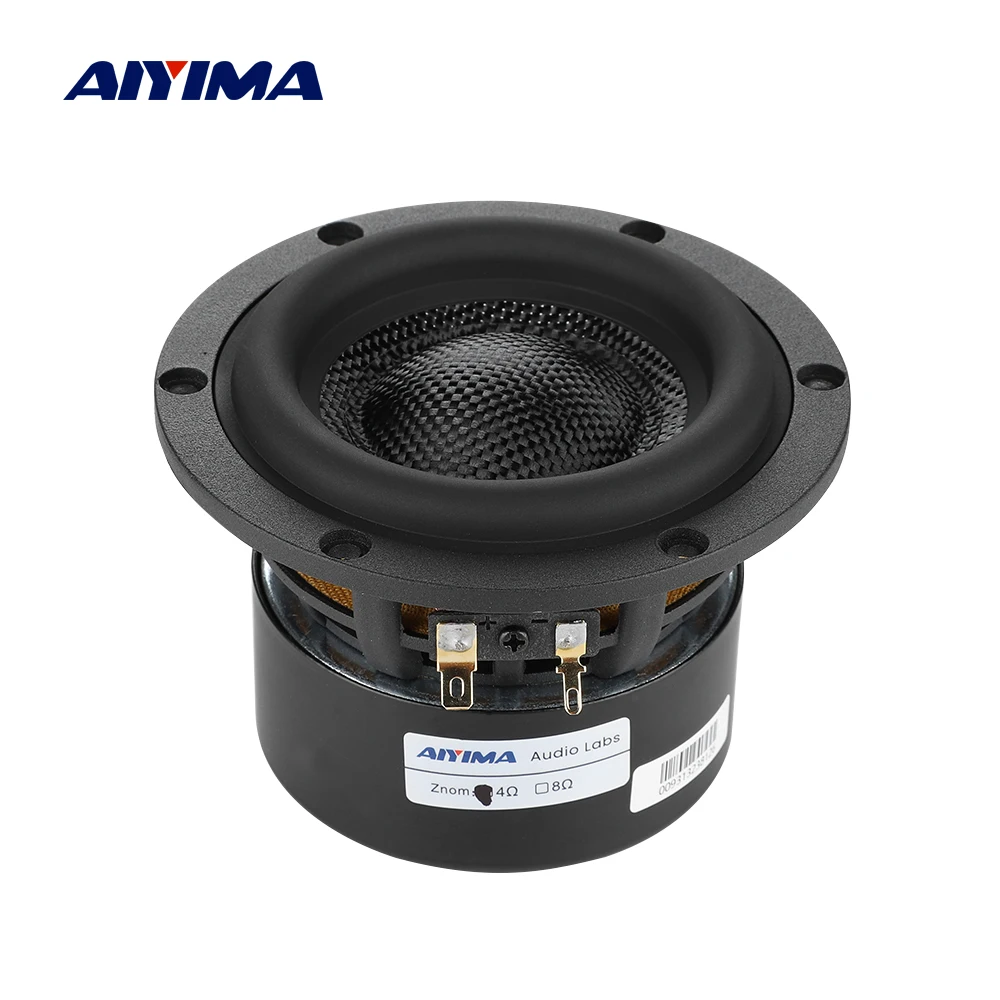 AIYIMA 1Pcs 4 Inch Subwoofer Speakers 4/8 Ohm 80W HiFi Bass Audio Fiberglass Basin Low Frequency Home Theater Loudspeaker