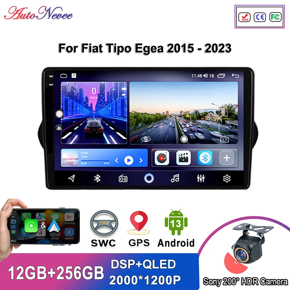 

7862 For Fiat Tipo Egea 2015 - 2023 Car Radio Multimedia Video Player Navigation GPS Android 13 No 2din 2 din dvd 5G wifi BT