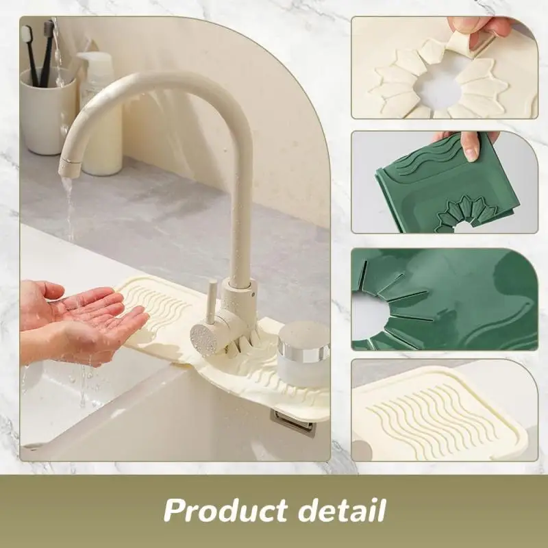 Silicone Faucet Splash Pad Bathroom Kitchen Mat Anti-Splash Drain Pad Faucet Bottom Waterproof Thickening Pad