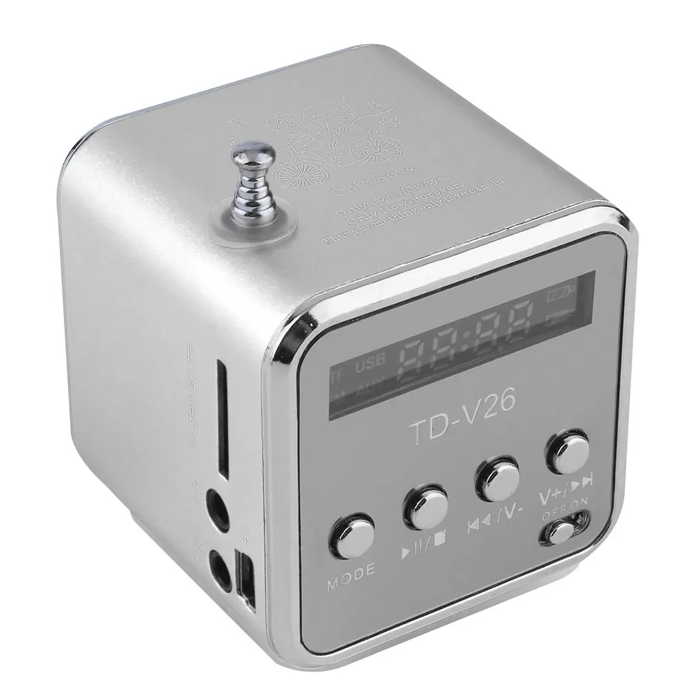 Portable Aluminum Alloy Micro USB Mini Stereo Super Bass Speaker Ubwoofer Musica MP3/4 FM Radio Receiver Card Audio Loudspeaker