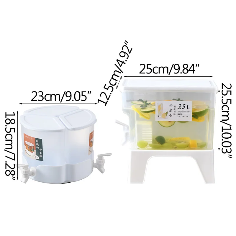 Rotary Cold Kettle with Faucet Put Refrigerator Fruit Teapot Three-grid Cold Water Bucket Cold Water Bucket Large Capacity, Size: Square Low Section