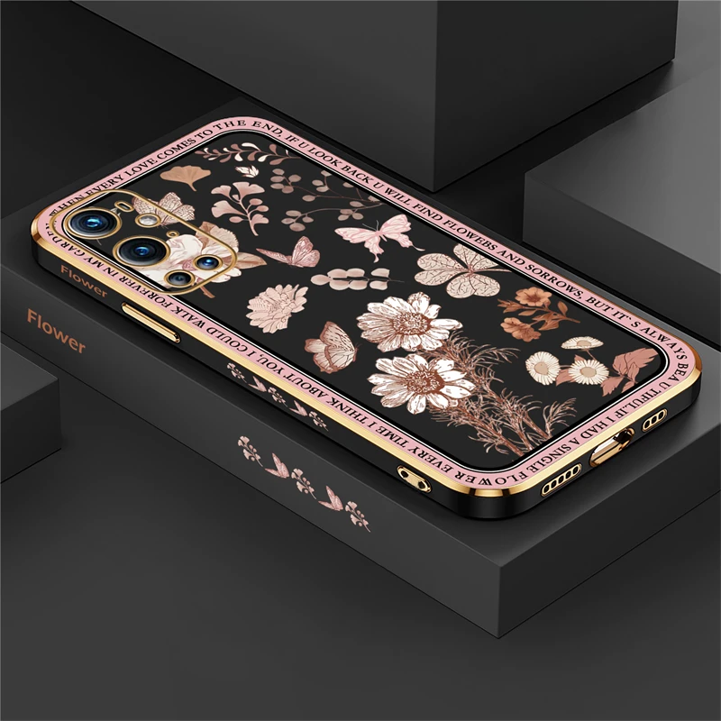 Luxurious Silicone Case with Plated Floral Design